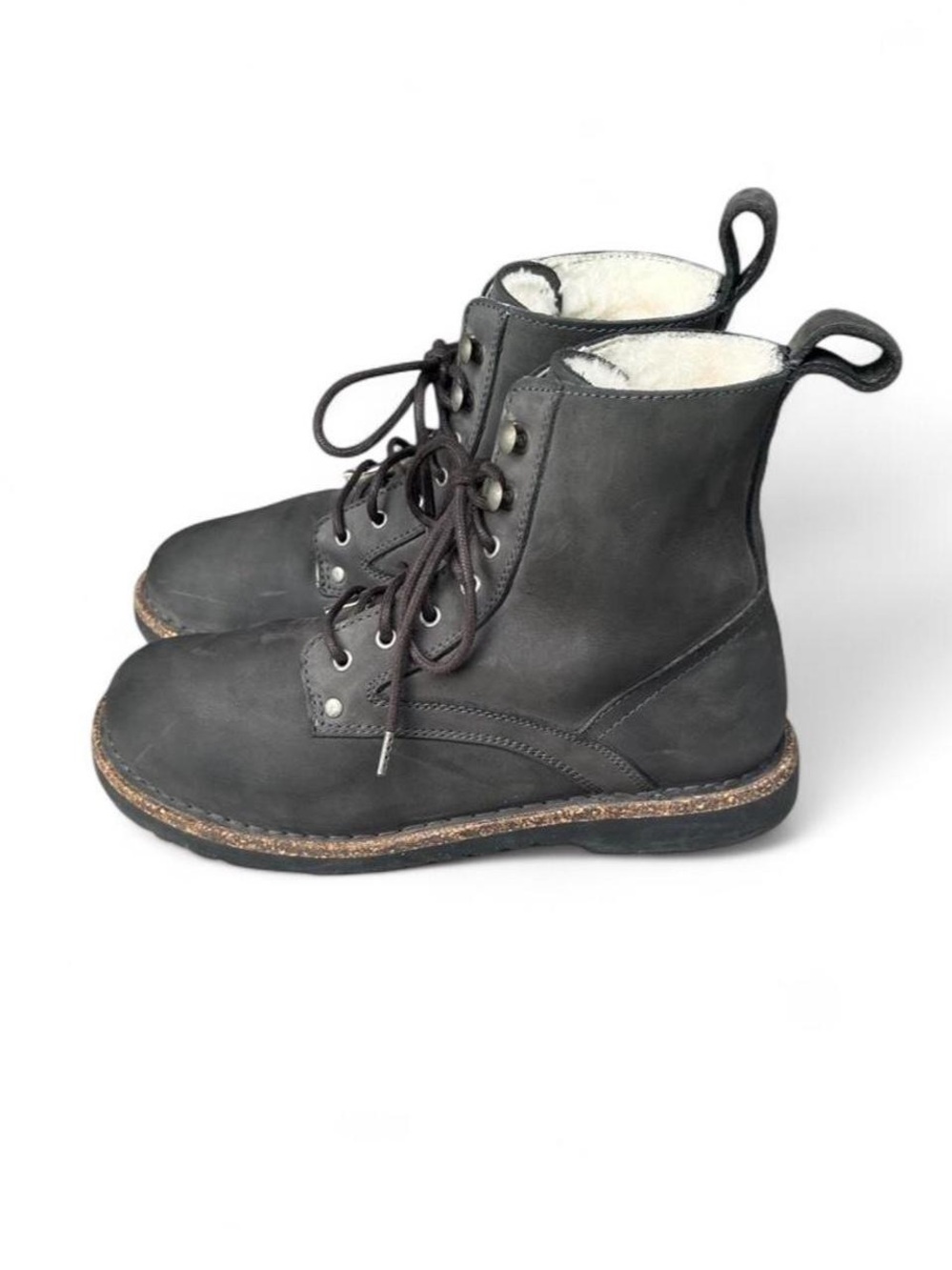 Birkenstock Bryson Graphite Grey Leather Boots Shearling EU 39 Women's 8 Narrow - Picture 4 of 8